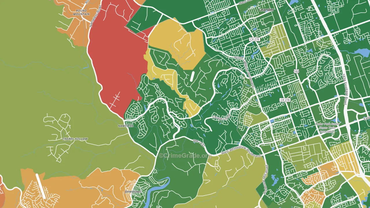 White Stone, TX Map of Arson Rates