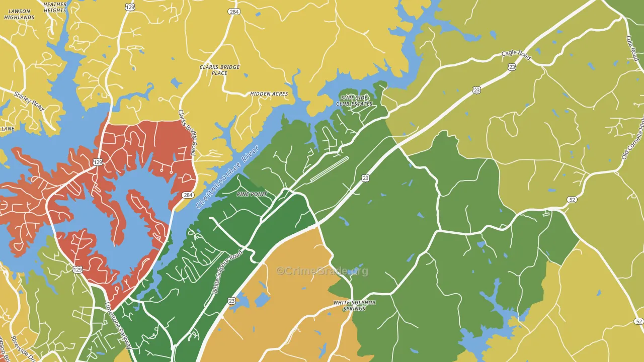 White Sulphur, GA Map of Arson Rates