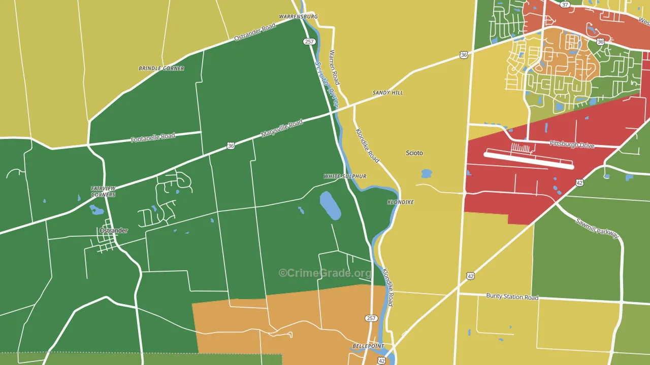 White Sulphur, OH Map of Arson Rates
