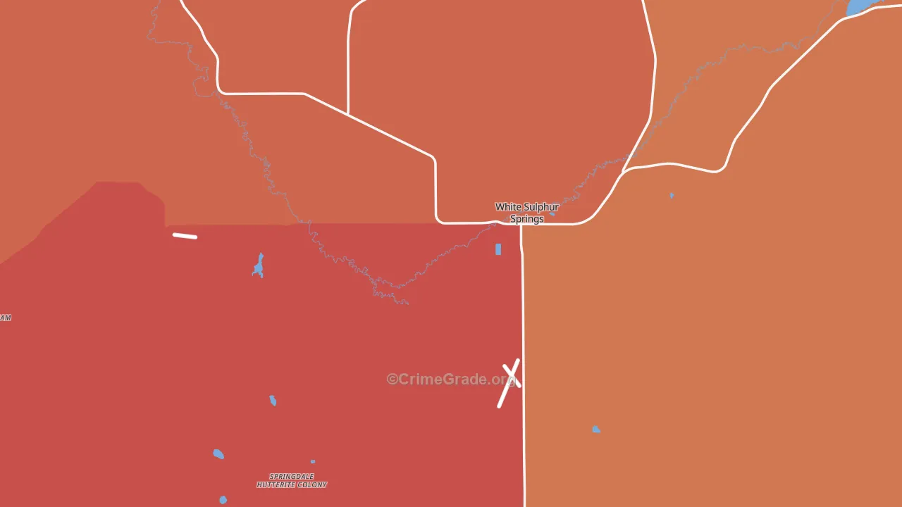 White Sulphur Springs, MT Map of Arson Rates