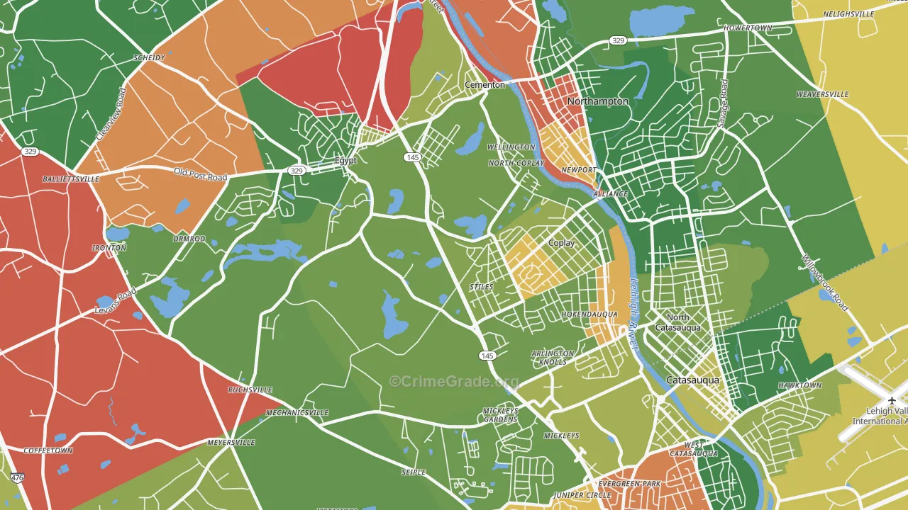Whitehall, PA Map of Arson Rates