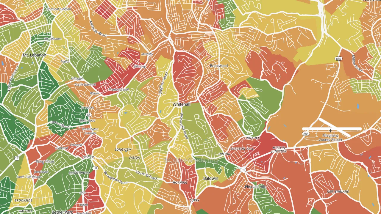 whitehall, Pittsburgh, PA Map of Arson Rates