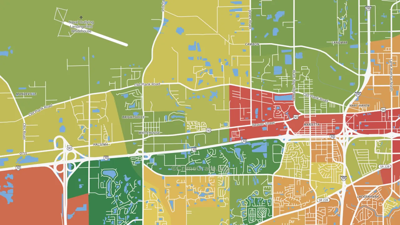 Whitehouse, Jacksonville, FL Map of Arson Rates