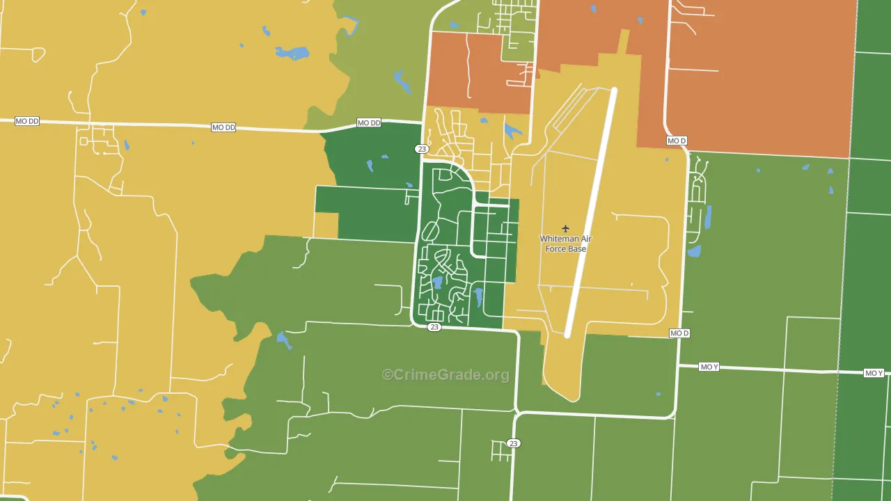 Whiteman AFB, MO Map of Arson Rates