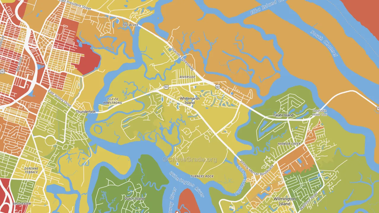 Whitemarsh Island, GA Map of Arson Rates