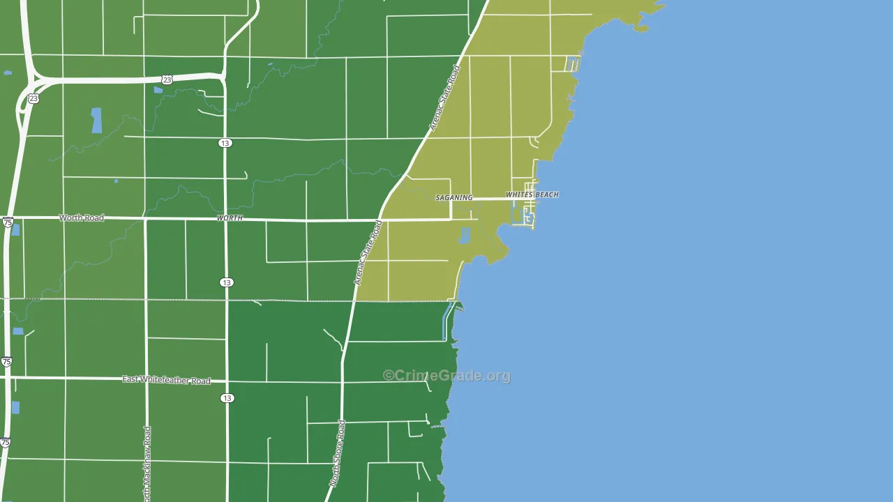 Whites Beach, MI Map of Arson Rates