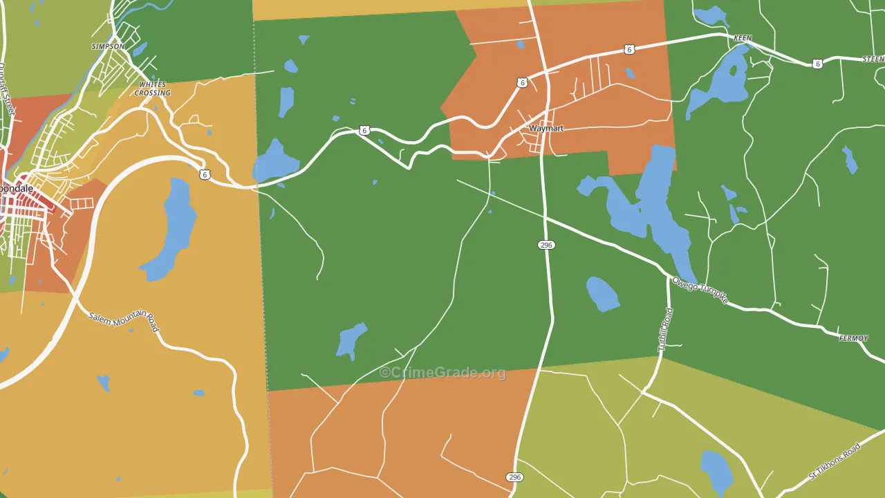 Whites Crossing, PA Map of Arson Rates