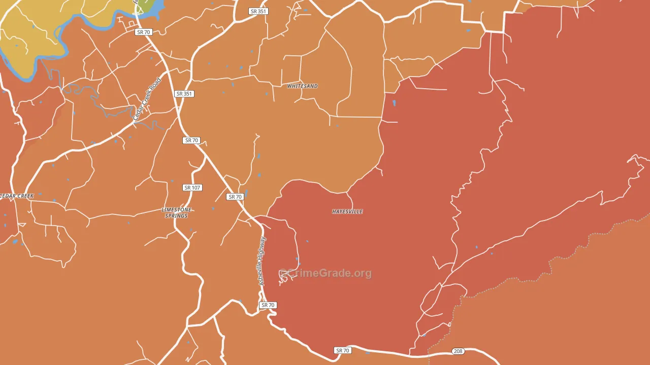 Whitesand, TN Map of Arson Rates
