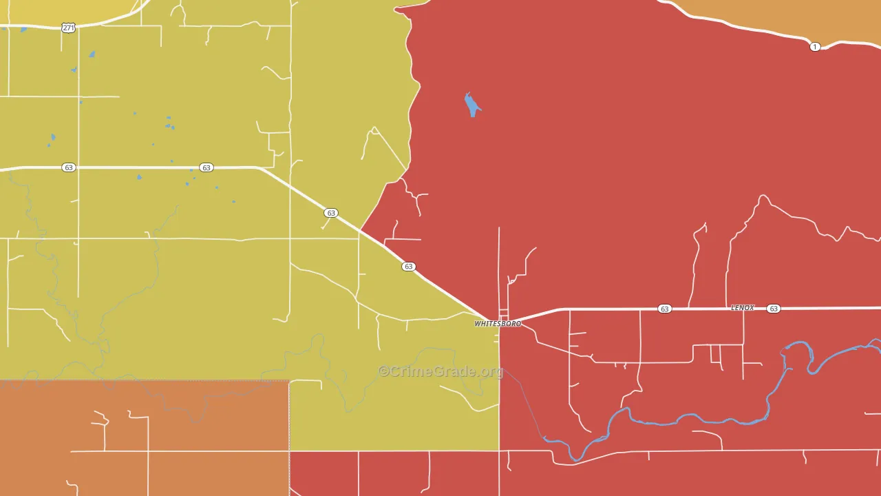 Whitesboro, OK Map of Arson Rates