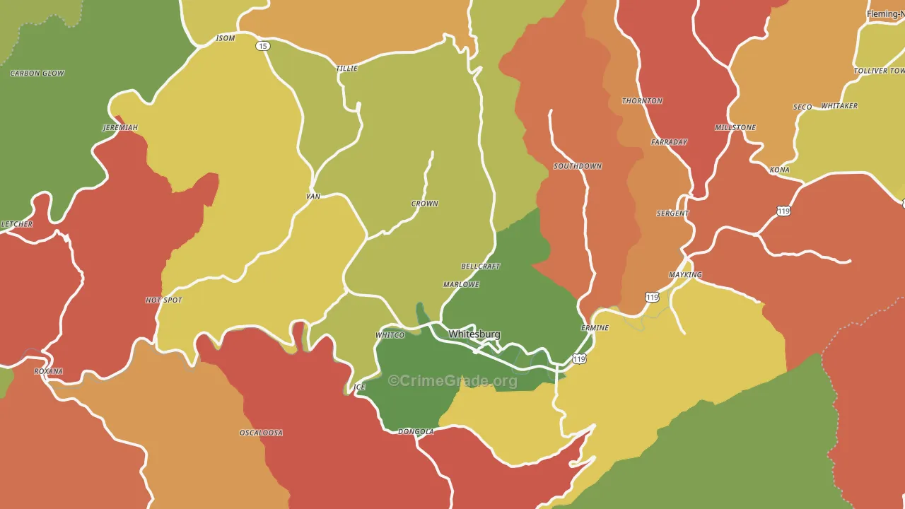 Whitesburg, KY Map of Arson Rates