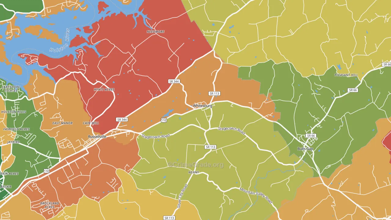 Whitesburg, TN Map of Arson Rates