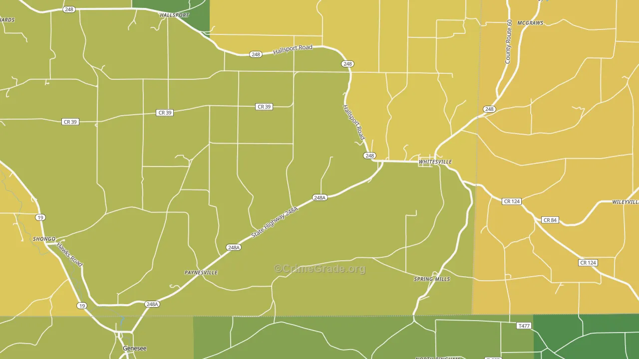 Whitesville, NY Map of Arson Rates