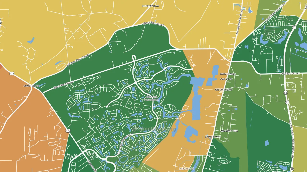 Whitesville, SC Map of Arson Rates