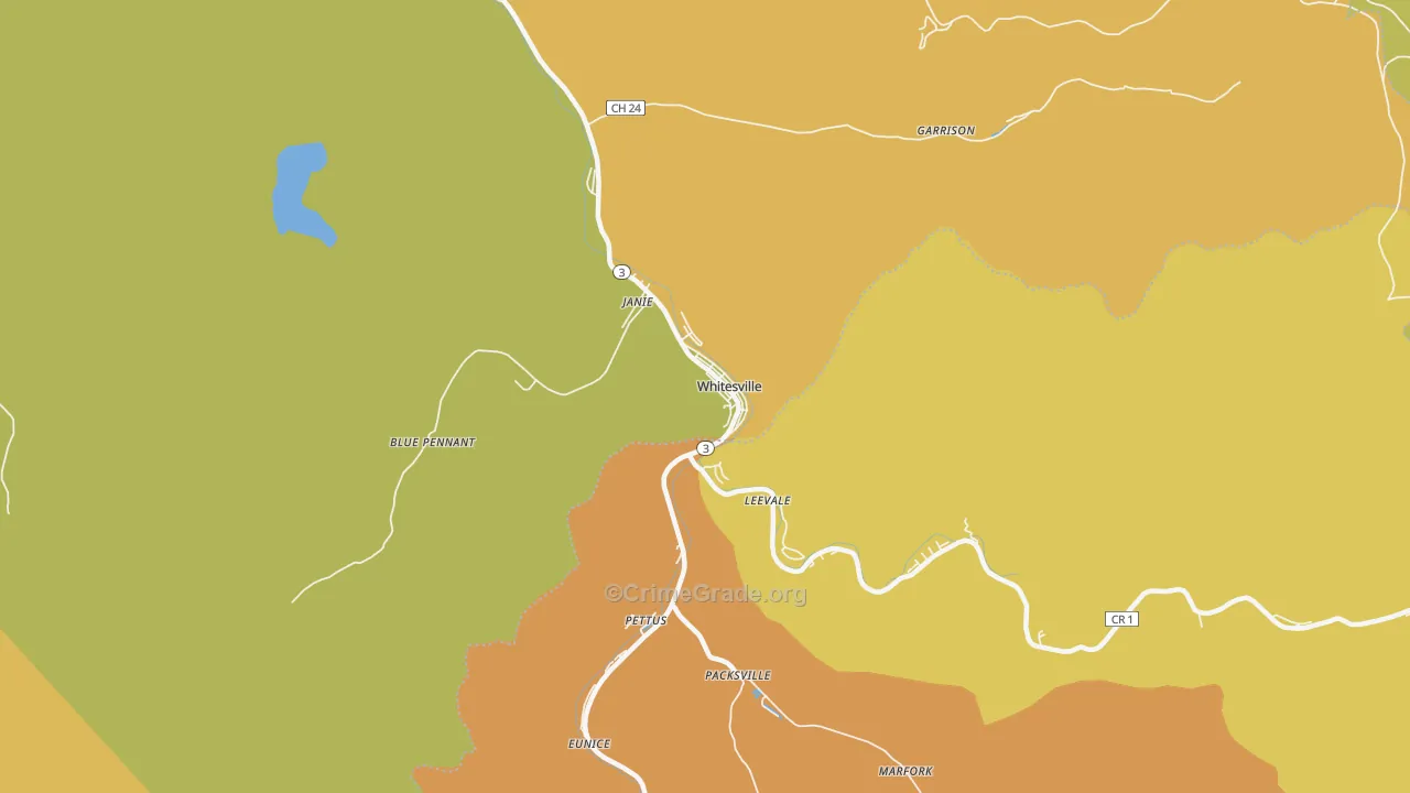 Whitesville, WV Map of Arson Rates
