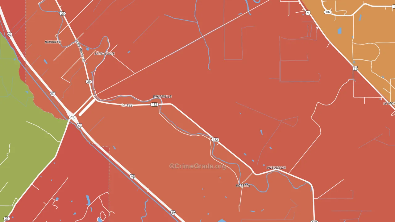 Whiteville, LA Map of Arson Rates