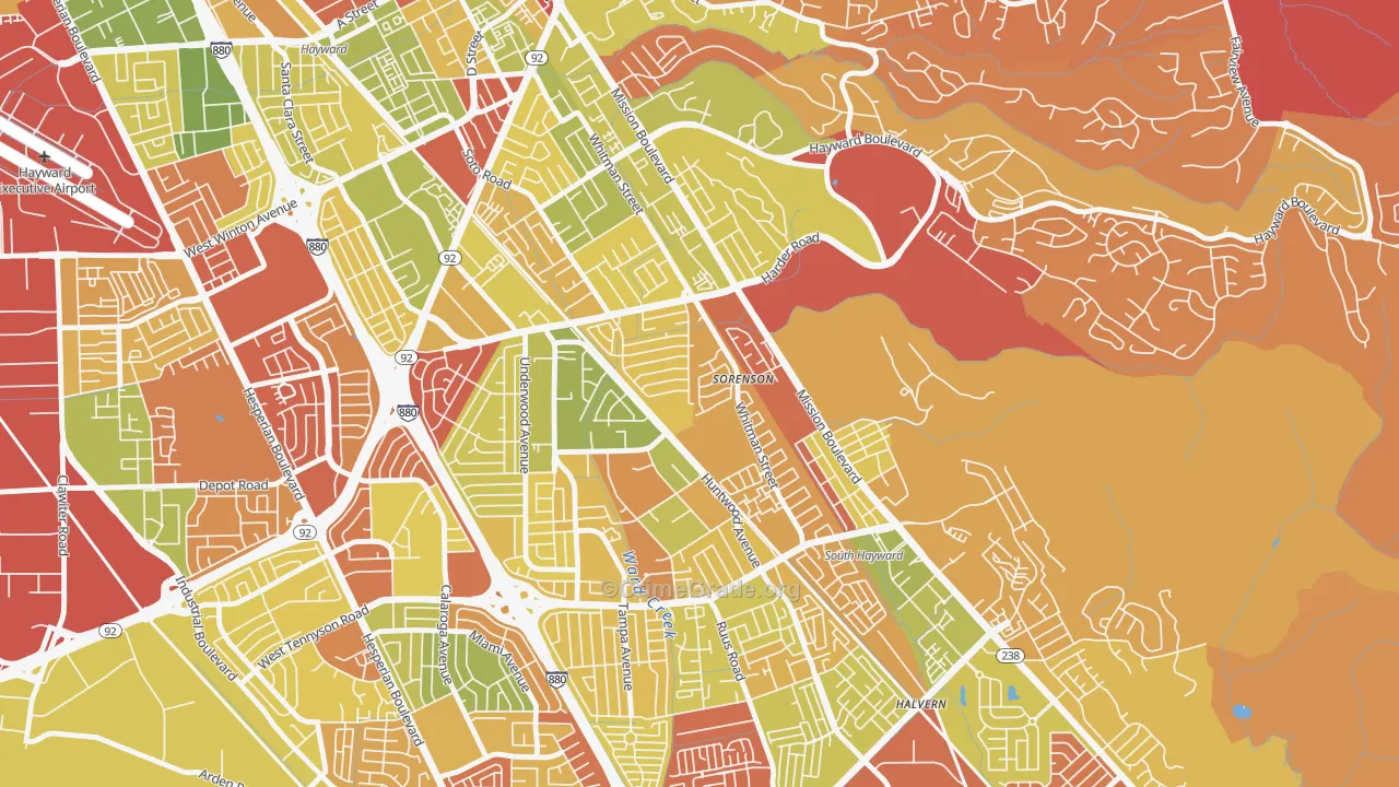 Whitman-Mocine, Hayward, CA Map of Arson Rates