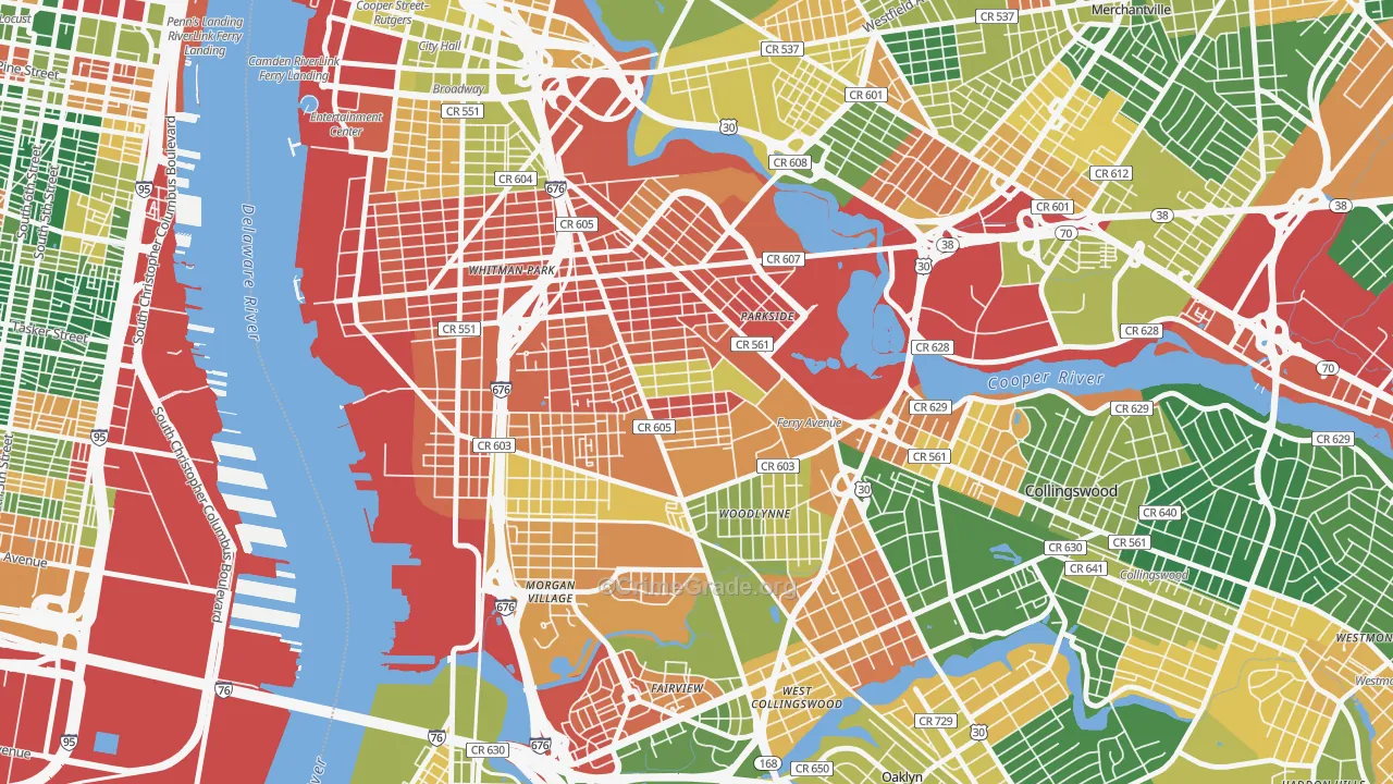 Whitman Park, Camden, NJ Map of Arson Rates