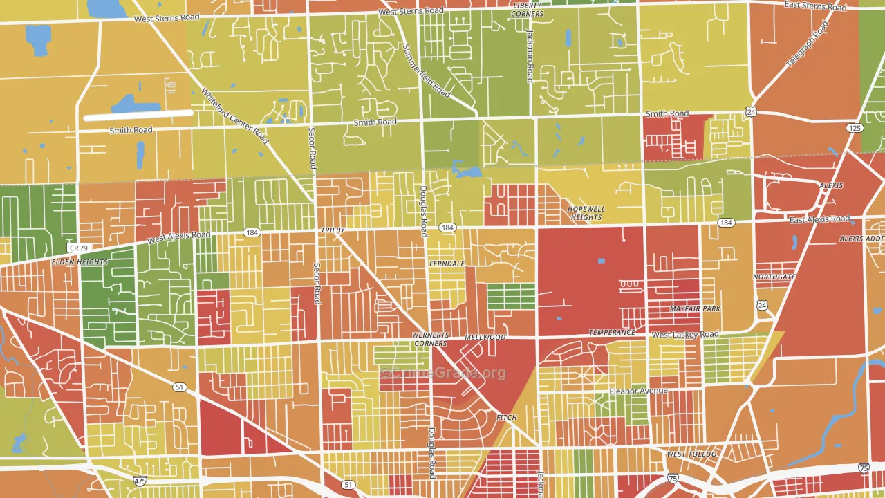 Whitmer-Trilby, Toledo, OH Map of Arson Rates