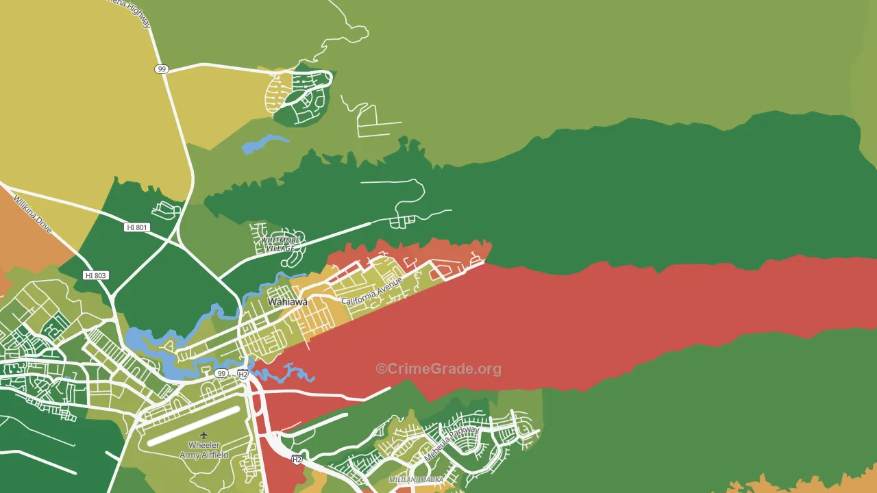Whitmore Village, HI Map of Arson Rates