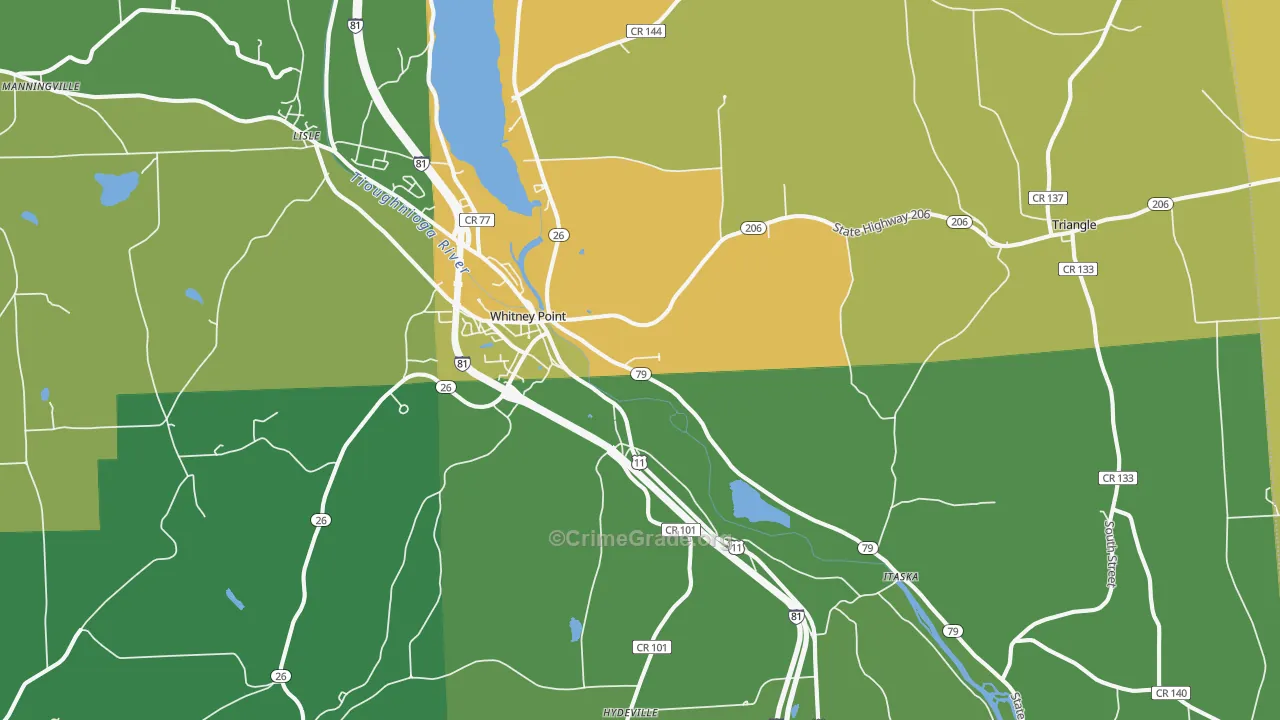 Whitney Point, NY Map of Arson Rates