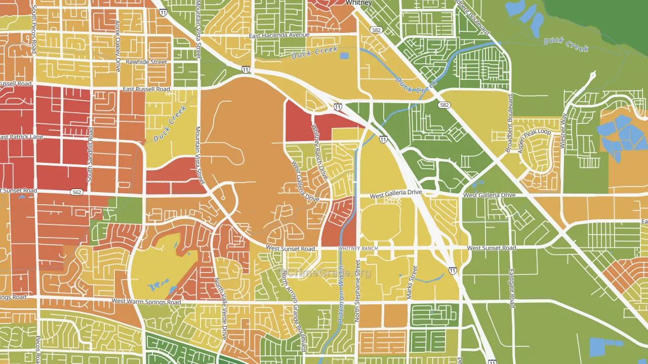 Whitney Ranch, Henderson, NV Map of Arson Rates