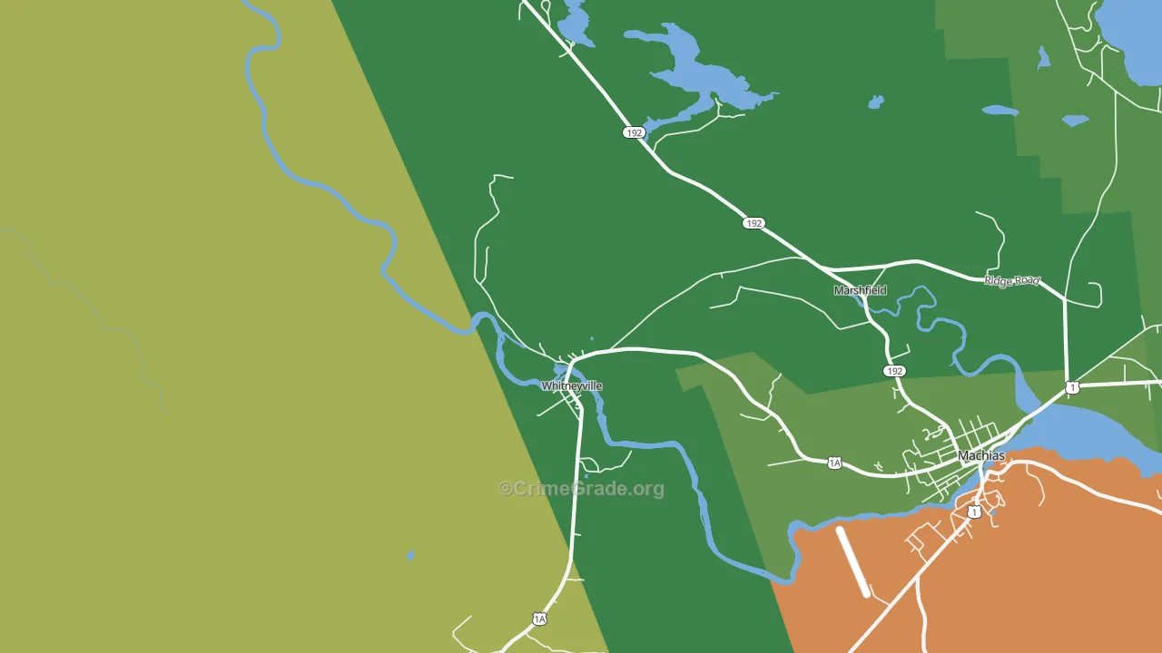 Whitneyville, ME Map of Arson Rates