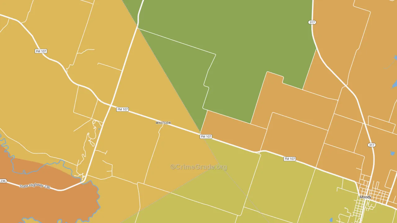 Whitson, TX Map of Arson Rates