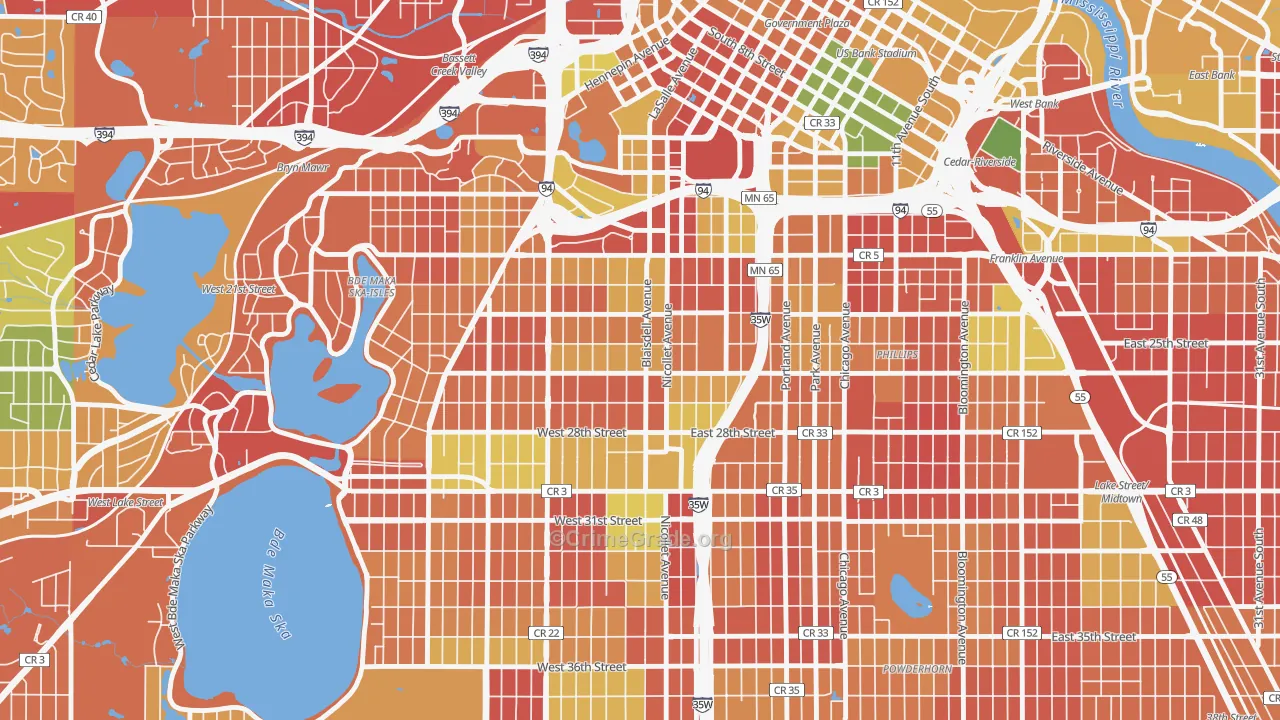 Whittier, Minneapolis, MN Map of Arson Rates
