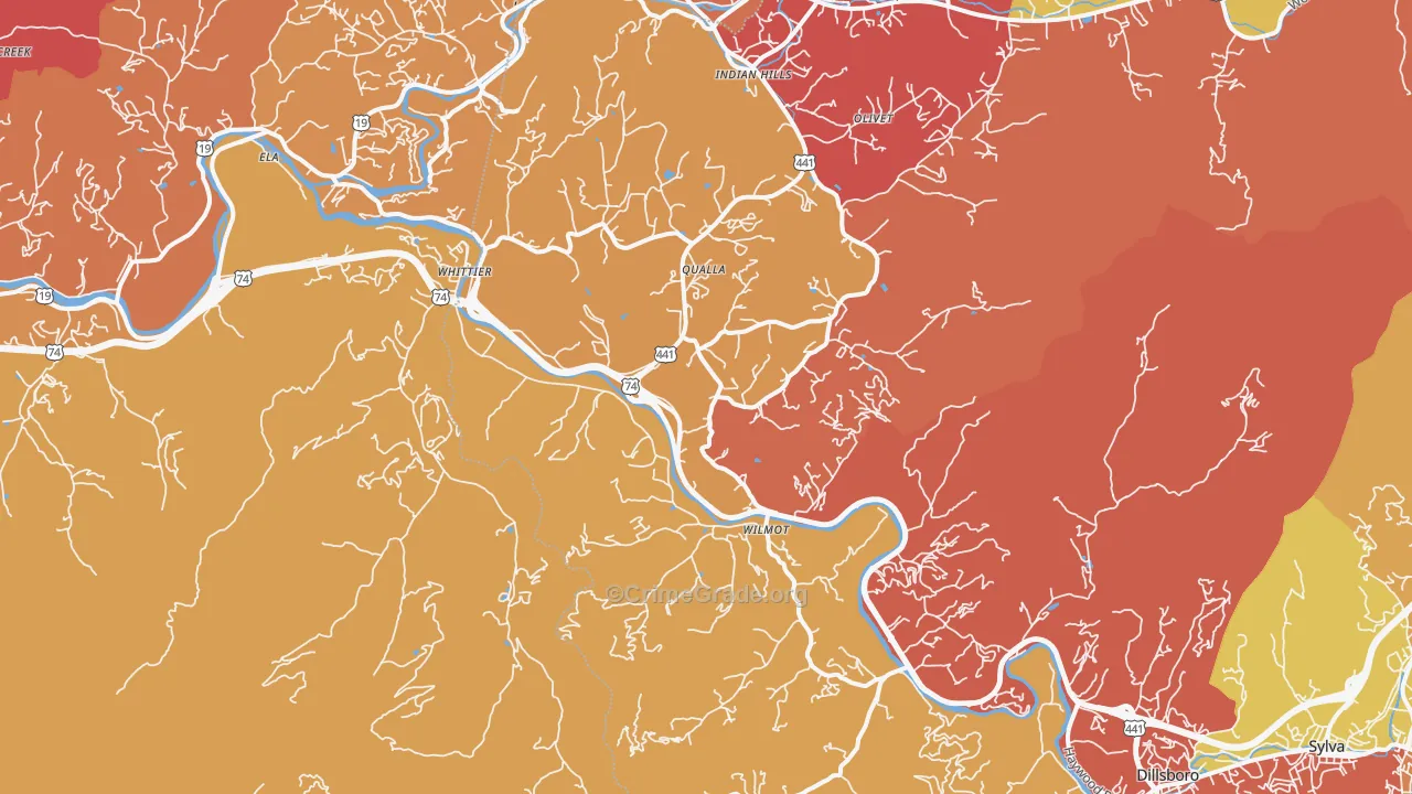 Whittier, NC Map of Arson Rates