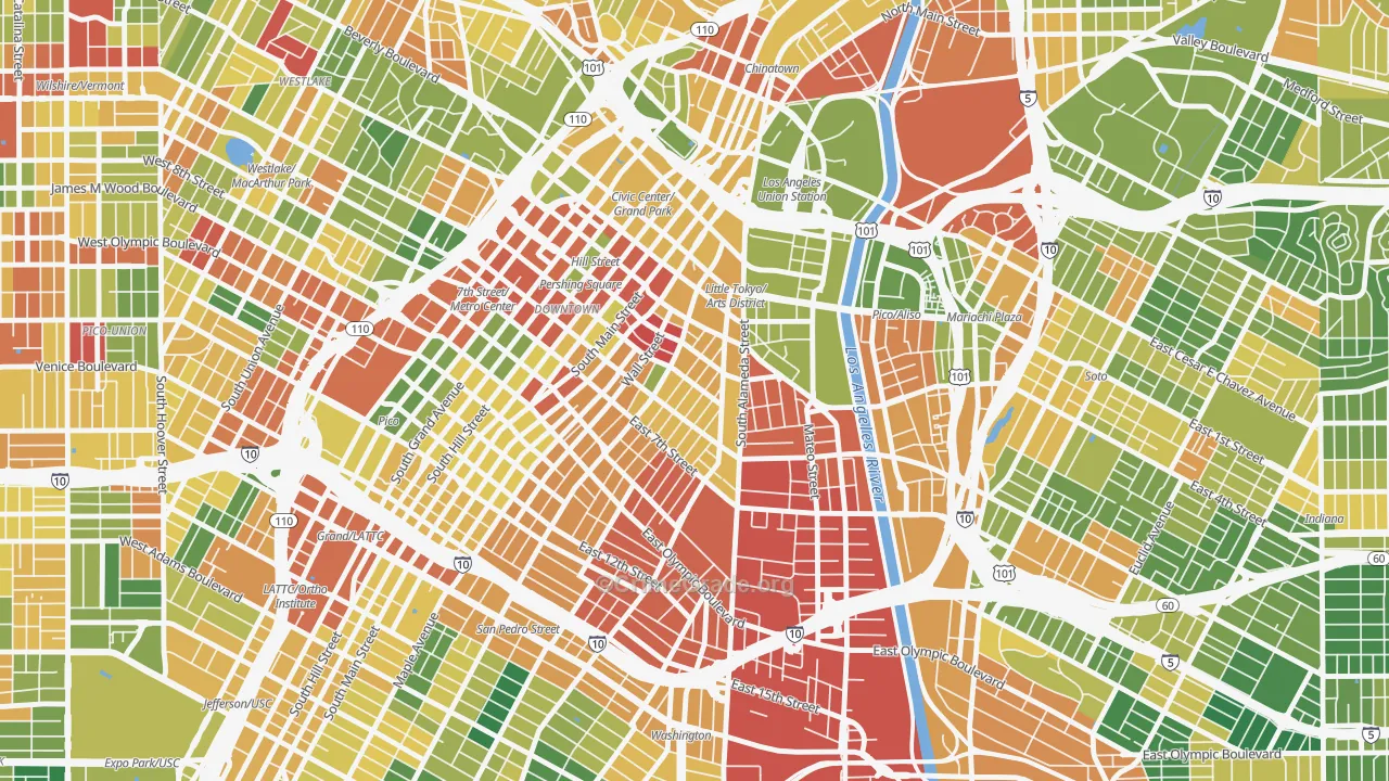 Wholesale District-Skid Row, Los Angeles, CA Map of Arson Rates