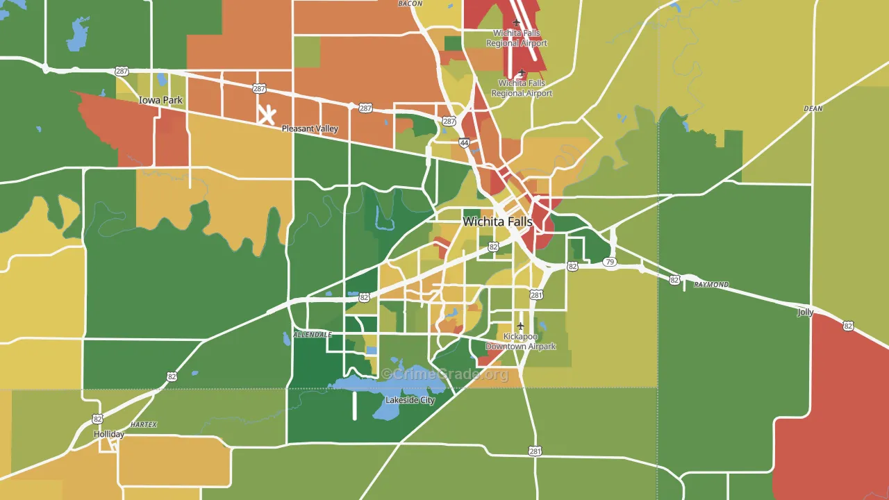 Wichita Falls, TX Map of Arson Rates