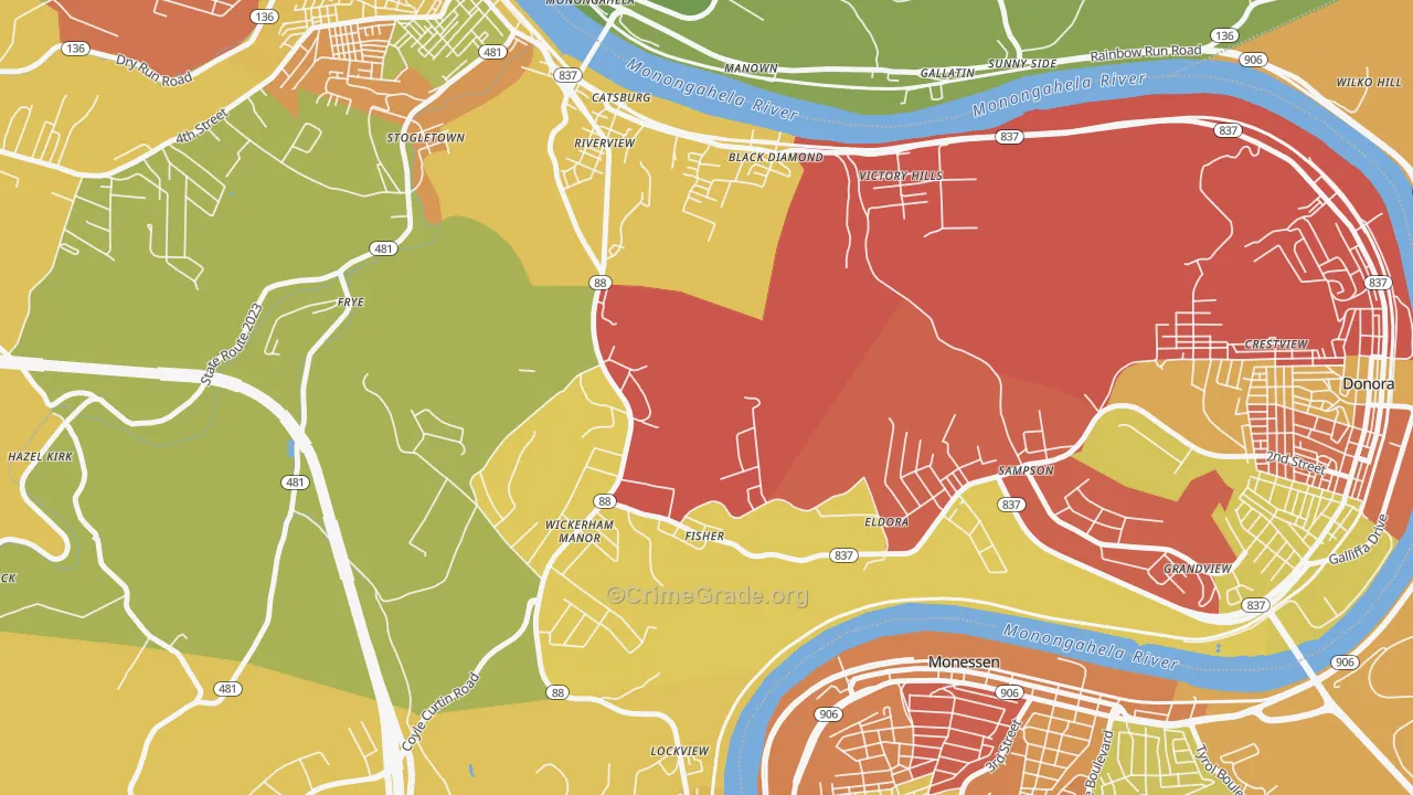 Wickerham Manor-Fisher, PA Map of Arson Rates