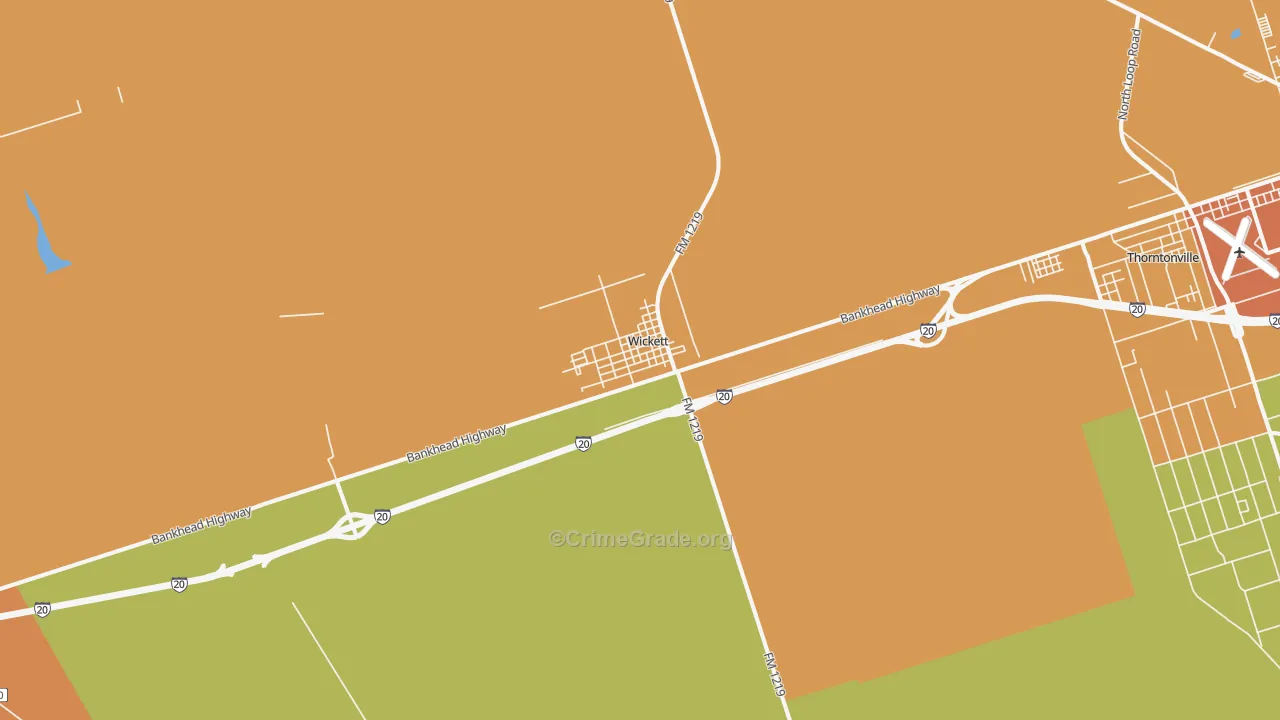 Wickett, TX Map of Arson Rates