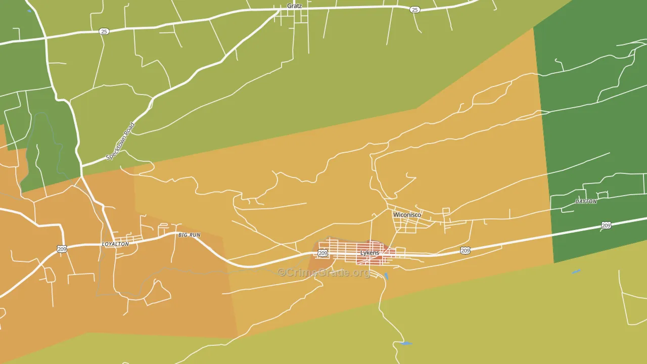 Wiconisco, PA Map of Arson Rates