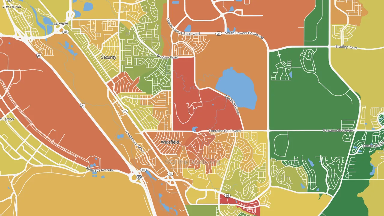Widefield, Security-Widefield, CO Map of Arson Rates