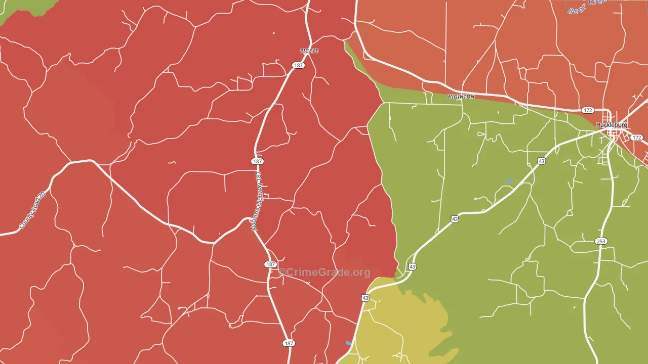 Wiginton, AL Map of Arson Rates