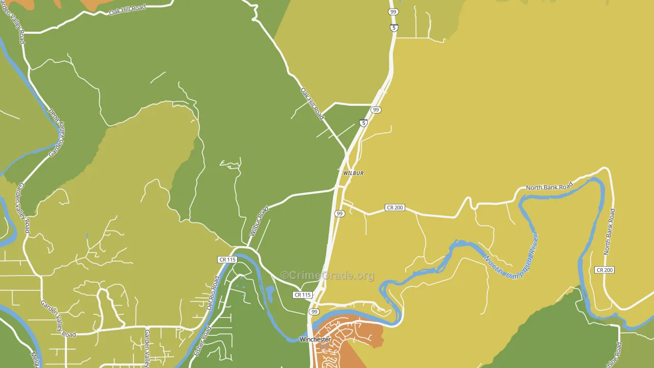 Wilbur, OR Map of Arson Rates