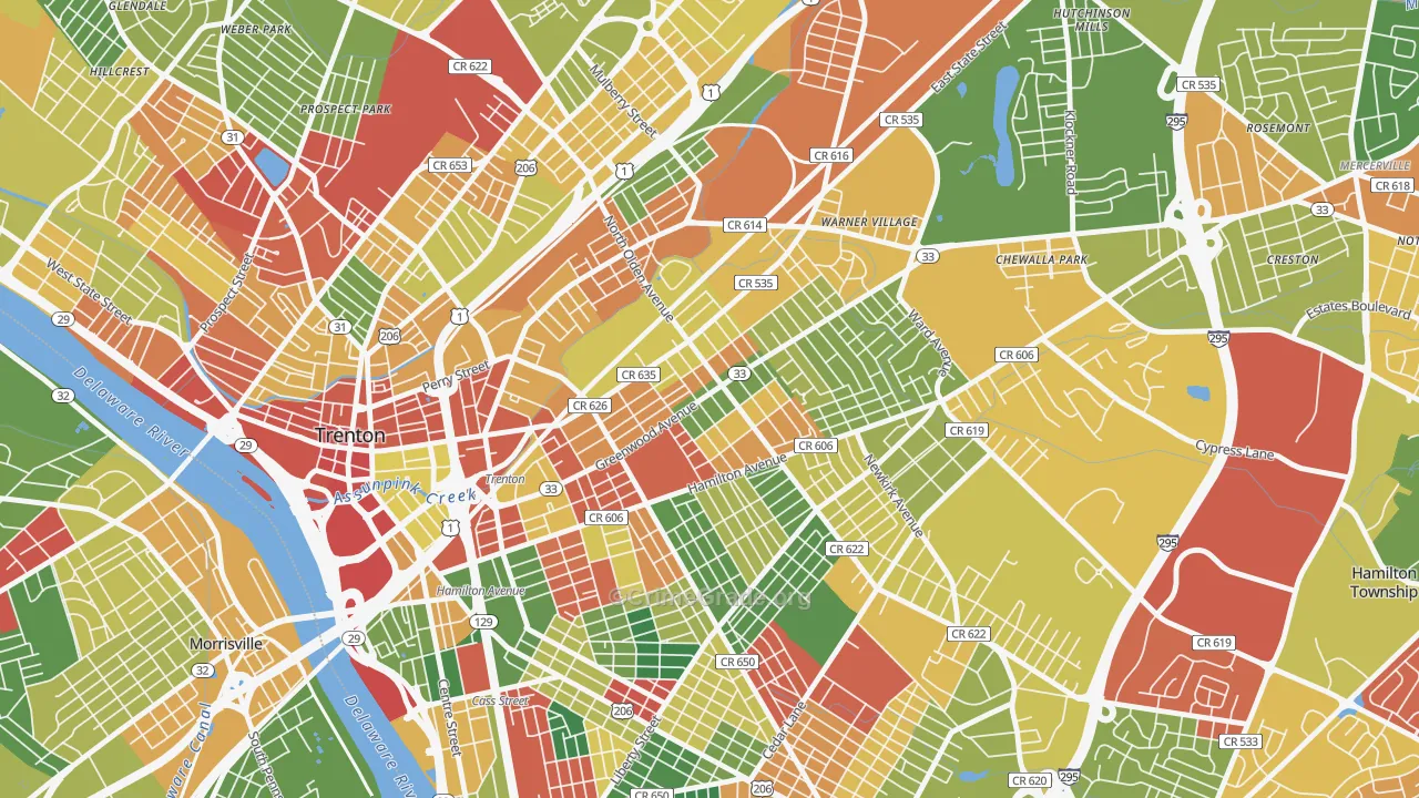 Wilbur, Trenton, NJ Map of Arson Rates