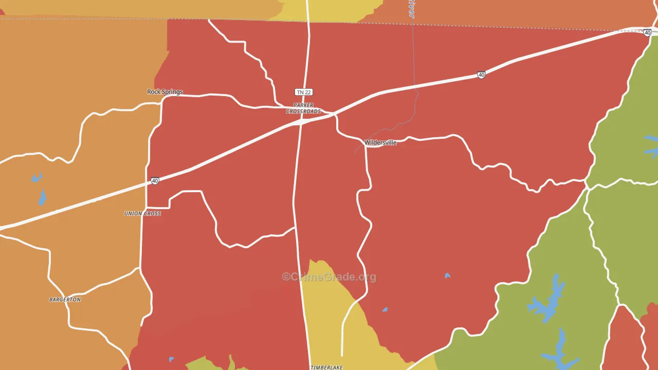 Wildersville, TN Map of Arson Rates