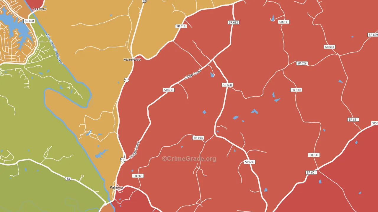 Wildwood, VA Map of Arson Rates