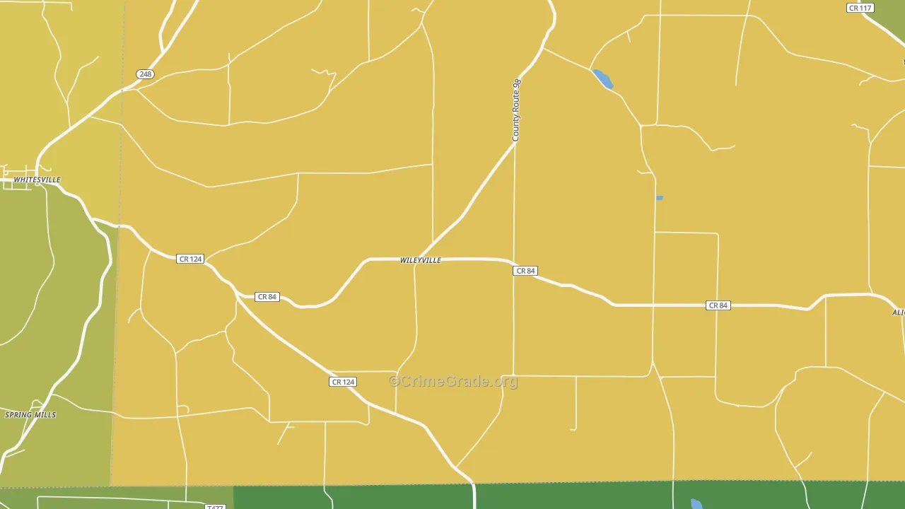 Wileyville, NY Map of Arson Rates