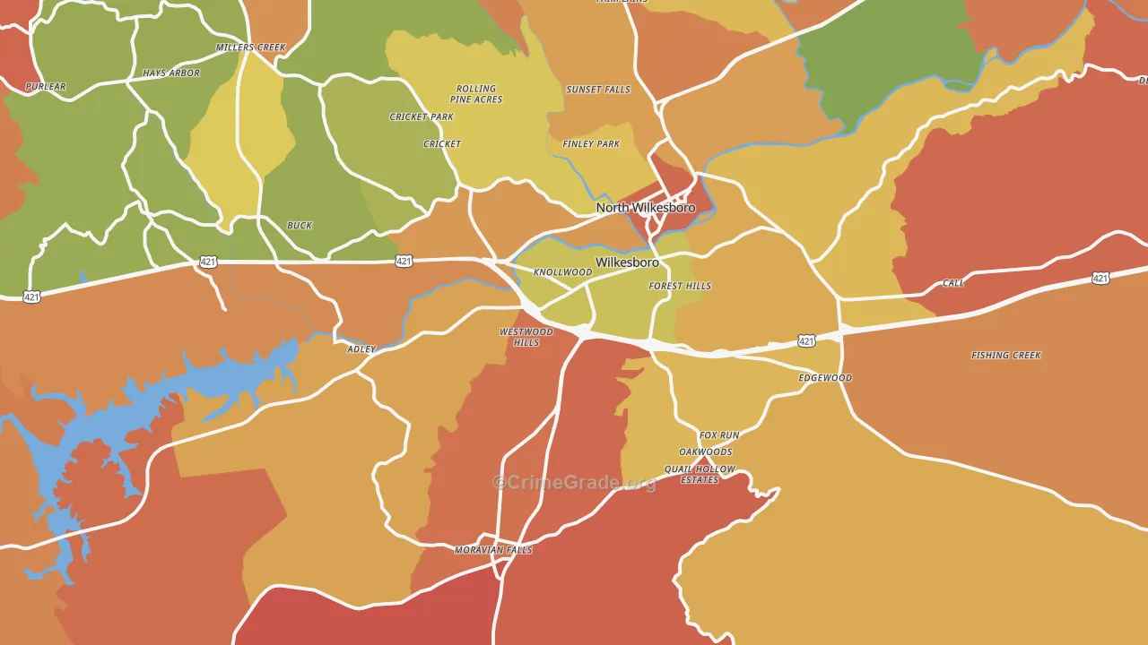 Wilkesboro, NC Map of Arson Rates