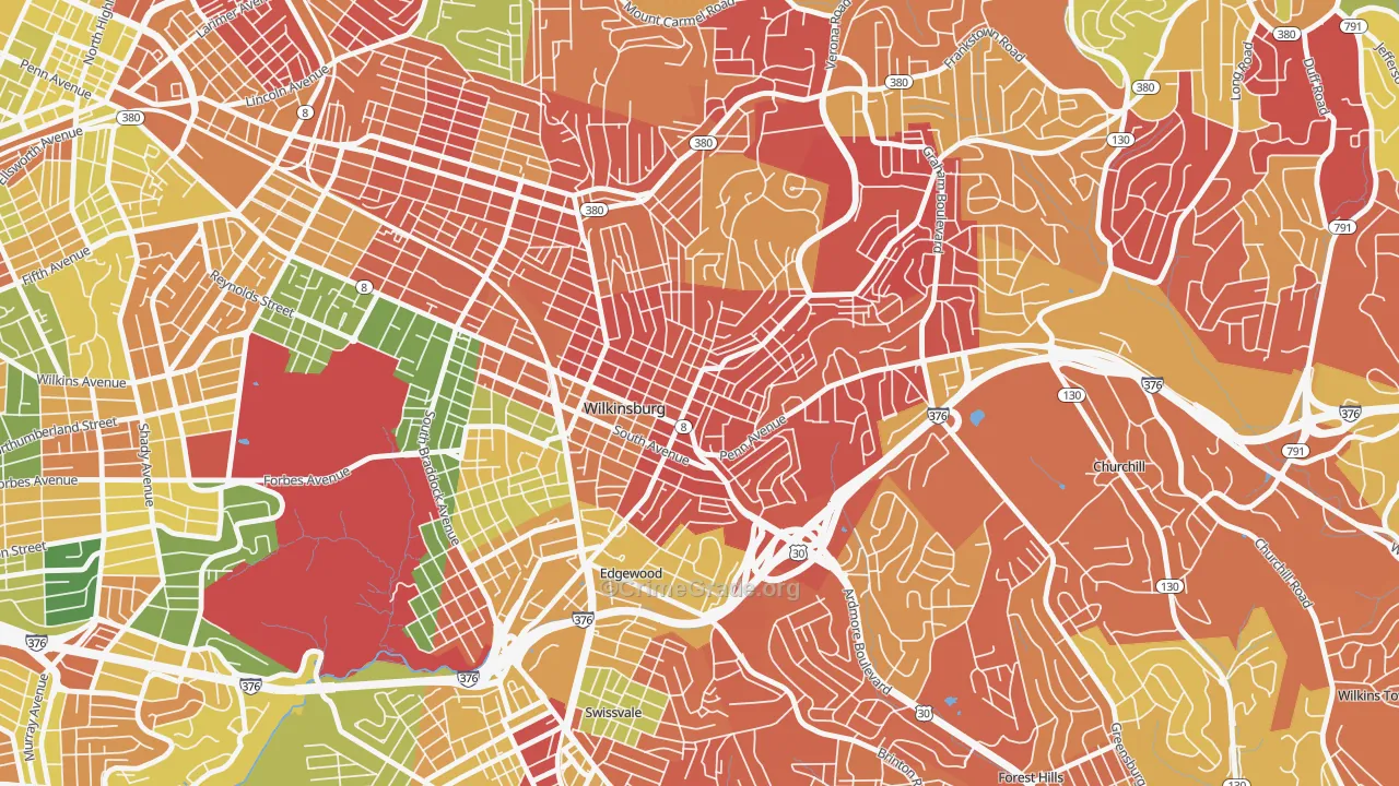 Wilkinsburg, PA Map of Arson Rates