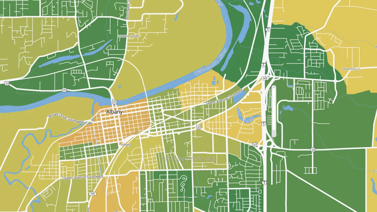 Willamette, Albany, OR Map of Arson Rates