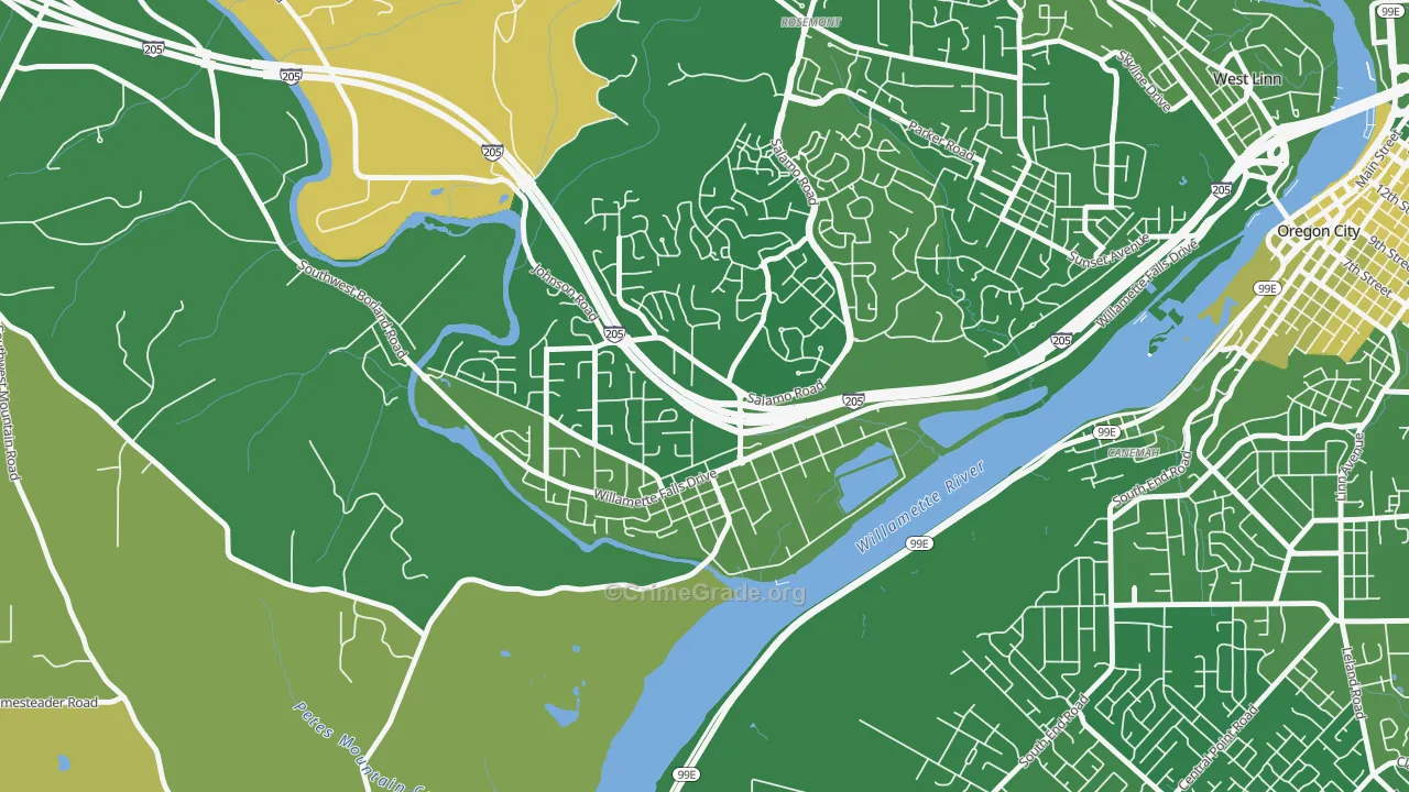 Willamette-West Linn, West Linn, OR Map of Arson Rates