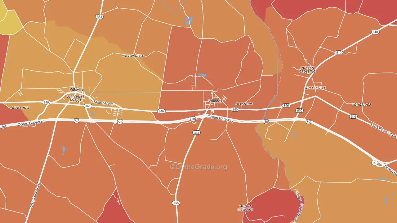 Willards, MD Map of Arson Rates