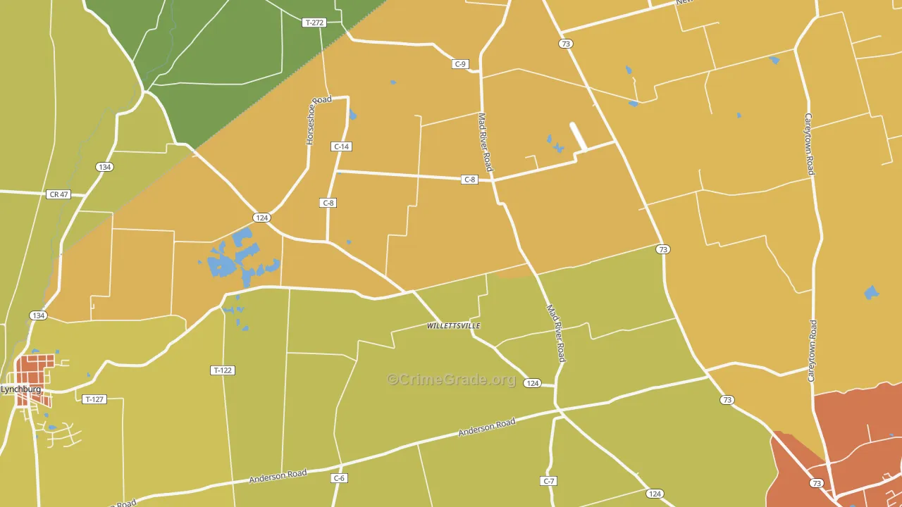 Willettsville, OH Map of Arson Rates