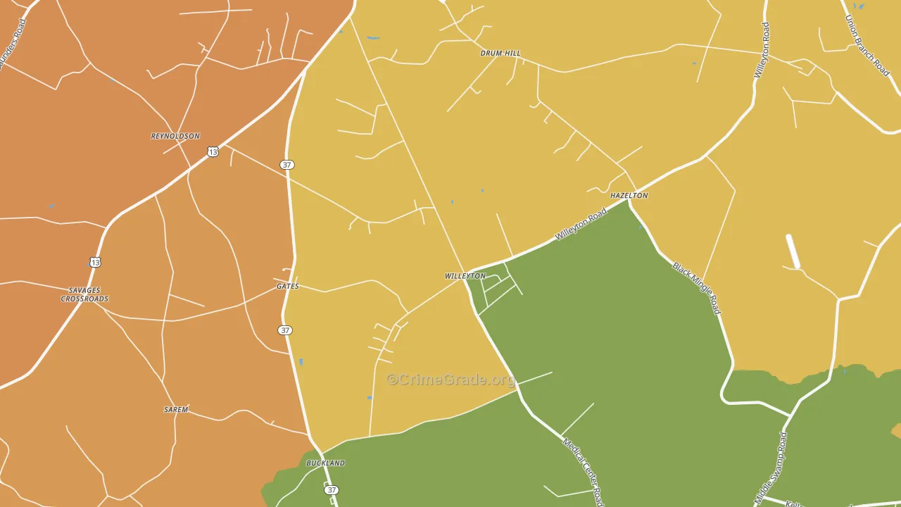 Willeyton, NC Map of Arson Rates