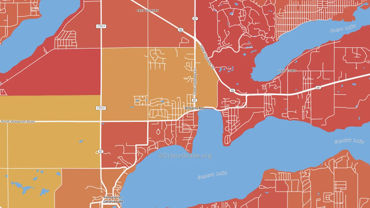 Williams Bay, WI Map of Arson Rates