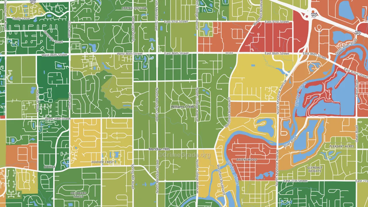 Williams Creek, IN Map of Arson Rates